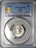 1920 PCGS MS 62 Italy 20 Centesimi Flying Woman Mint State Rome Coin (24121901C)