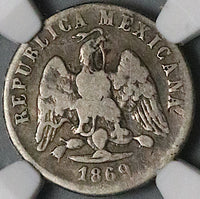 1869-Go NGC F 12 Mexico 10 Centavos Guanajuato Rare 7k Silver Coin POP 1/3 (23092401C)