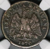 1870/69-Pi NGC VF 25 Mexico 10 Centavos RARE Potosi Mint Overdate Silver Coin POP 1/1 (24081301C)