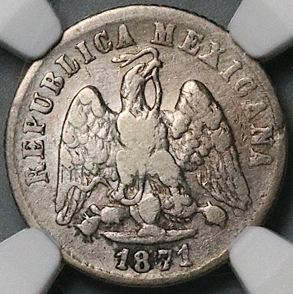 1871-Pi NGC VF Mexico 10 Centavos Rare Potosi 21k Silver Coin POP 1/0 (24081901C)