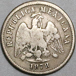 1878-Zs Mexico 10 Centavos Zacatecas Mint Rare 30k Silver Coin (24081801R)