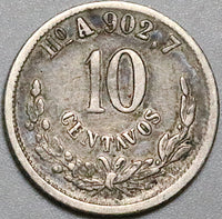 1881-Ho Mexico 10 Centavos Hermosillo Mint VF 28k Silver Coin (24081903R)