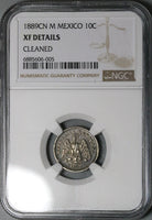 1889-Cn NGC XF Mexico 10 Centavos Culiacan Mint 42K Silver Coin POP 1/0 (24062101C)