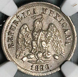 1890/80-Ca NGC AU 55 Mexico 10 Centavos Chihuahua Mint Overdate Silver Coin POP 1/2 (23092402C)