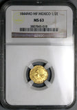 1844-Mo NGC MS 63 Mexico Gold 1/2 Escudo Mint State Coin POP 2/3 (24050502C)