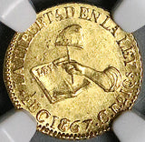 1867-C NGC MS 64 Mexico Gold 1/2 Escudo Culiacan Mint State Coin POP 7/0 (24011201D)