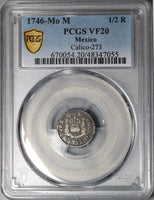 1746 PCGS VF 20 Mexico 1/2 Real Philip V Spain Colony Silver Coin (24040901C)