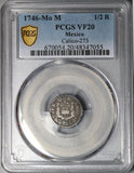 1746 PCGS VF 20 Mexico 1/2 Real Philip V Spain Colony Silver Coin (24040901C)