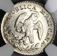 1868-Go NGC MS 65 Mexico 1/2 Real Guanajuato Mint State Cap Rays Coin (23091302C)