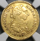 1787-Mo NGC AU 53 Mexico Gold 1 Escudo Charles III Spain Colonial Coin (24081303C)