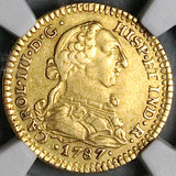 1787-Mo NGC AU 53 Mexico Gold 1 Escudo Charles III Spain Colonial Coin (24081303C)