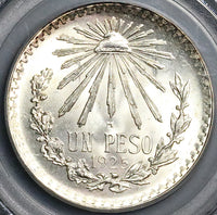 1925 PCGS MS 66 Mexico 1 UN Peso Silver Eagle Snake Mint State Coin (24122601C)