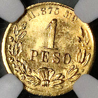 1884-Mo NGC MS 64 Mexico Gold 1 Peso Mint State Coin POP 4/0 (24052202C)