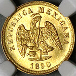 1890-Zs NGC MS 63 Mexico Gold 1 Peso Zacatecas 738 Minted Rare Coin (25020802C)