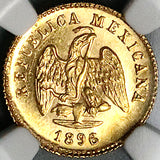 1896/5-Go NGC MS 65 Mexico Gold 1 Peso Guanajuato Mint Overdate Coin POP 2/0 (24122903C)