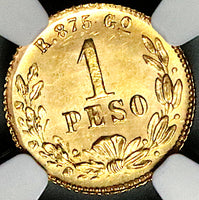 1896/5-Go NGC MS 65 Mexico Gold 1 Peso Guanajuato Mint Overdate Coin POP 2/0 (24122903C)