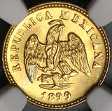 1899-Mo NGC MS 66 Mexico Gold 1 Peso Mint State Coin POP 8/2 (23012301D)