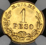 1899-Mo NGC MS 66 Mexico Gold 1 Peso Mint State Coin POP 8/2 (23012301D)