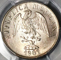 1902-Cn PCGS MS 63 Mexico 20 Centavos Culiacan Silver Coin 98k Minted (23050101C)