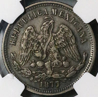 1877-Mo NGC XF 45 Mexico City 25 Centavos 56k Silver Coin POP 1/2 (23070202C)