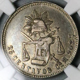 1888-Cn NGC XF 45 Mexico 25 Centavos Rare Culiacan Silver 86k Coin (24121004C)
