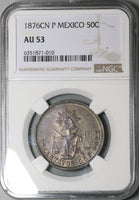 1876-Cn NGC AU 53 Mexico 50 Centavos Culiacan Mint Silver Coin POP 1/4 (23071401C)