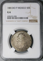 1881-Do NGC G 6 Mexico 50 Centavos Durango Mint 10k Rare Silver Coin POP 1/0 (24102603C)