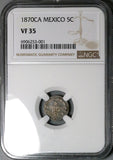 1870-Ca NGC VF 35 Mexico 5 Centavos Rare Chihuahua Mint Silver Coin 35k (24111201C)