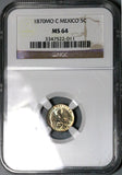 1870-Mo NGC MS 64 Mexico 5 Centavos Mint State Silver Coin POP 1/1 (23080503C)