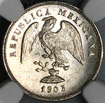 1903-Mo NGC MS 65 Mexico 5 Centavos Mint State Gem Vintage Holder Silver Coin (24030301C)