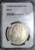 1776 NGC AU 53 Mexico 8 Reales Charles III Spain Colonial Silver Dollar Revolution Coin (24111301C)