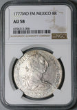 1777 NGC AU 58  Mexico 8 Reales Charles III Spain Colonial Silver Coin (23102501D)