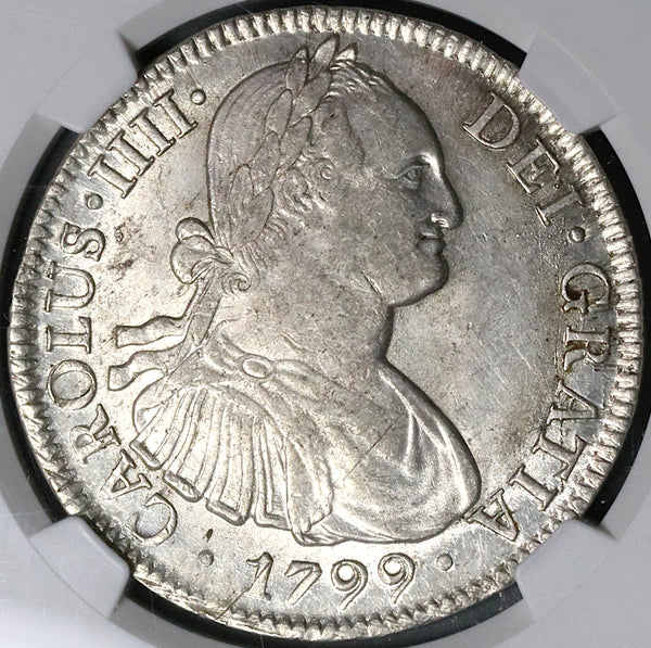 1799 NGC MS 61 Mexico 8 Reales Charles IV Colonial Spain Pillars Silver Coin (24102604C)