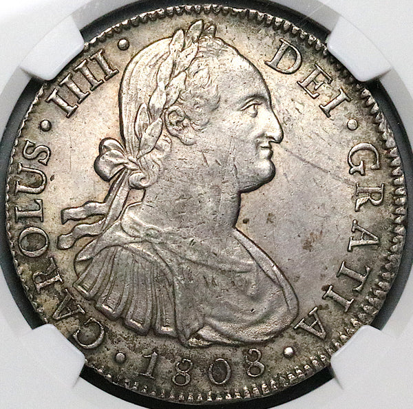 1808 NGC AU 55 Mexico 8 Reales Charles IV Pillars Silver Coin (224102302C)