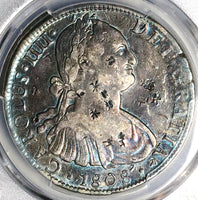 1808 PCGS VF Mexico 8 Reales Chopmarks Charles IV Pillars Silver Coin (25022603C)