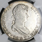 1821-Mo NGC AU 58 Mexico 8 Reales Ferdinand VII Pillars Silver Coin POP 5/5 (24103004C)