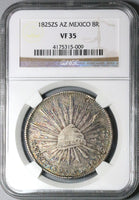 1825-Zs AZ NGC VF 35 Mexico 8 Reales Cap Rays Scarce Silver Coin (24061001C)