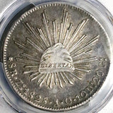 1828-Zs AO PCGS AU 50 Mexico 8 Reales Cap Rays Silver Coin POP 1/2 (24061002C)