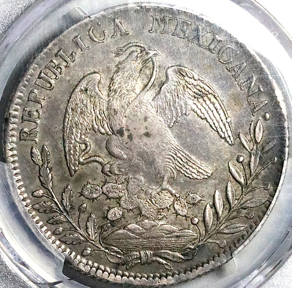 1828-Zs AO PCGS AU 50 Mexico 8 Reales Cap Rays Silver Coin POP 1/2 