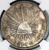 1831-Mo NGC MS 61 Mexico 8 reales Rare Cap Rays Silver Coin POP 3/4 (25012602D)