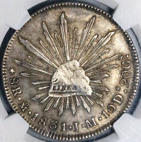 1831-Mo NGC MS 61 Mexico 8 reales Rare Cap Rays Silver Coin POP 3/4 (25012602D)