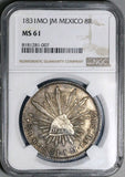 1831-Mo NGC MS 61 Mexico 8 reales Rare Cap Rays Silver Coin POP 3/4 (25012602D)