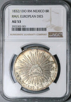 1832/1-Do NGC AU 53 Mexico 8 Reales Durango Mint Scarce Silver Coin POP 1/3 (25041902C)