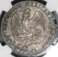 1834/3-Do RM/L NGC AU 55 Mexico 8 Reales Durango Mint Scarce Overdate Silver Coin (25031102C)