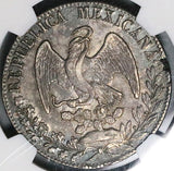 1834/3-Do RM/L NGC AU 55 Mexico 8 Reales Durango Mint Scarce Overdate Silver Coin (25031102C)