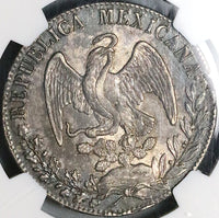 1834/3-Do RM/L NGC AU 55 Mexico 8 Reales Durango Mint Scarce Overdate Silver Coin (25031102C)