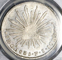 1835-Ga PCGS AU 58 Mexico 8 Reales Guadalajara Cap Rays Rare Silver Coin (25012702C)