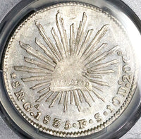 1835-Ga PCGS AU 58 Mexico 8 Reales Guadalajara Cap Rays Rare Silver Coin (25012702C)