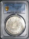 1835-Ga PCGS AU 58 Mexico 8 Reales Guadalajara Cap Rays Rare Silver Coin (25012702C)