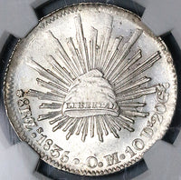 1835-Zs NGC MS 62 Mexico 8 Reales Zacatecas Mint Cap Rays Silver Coin (25021401C)